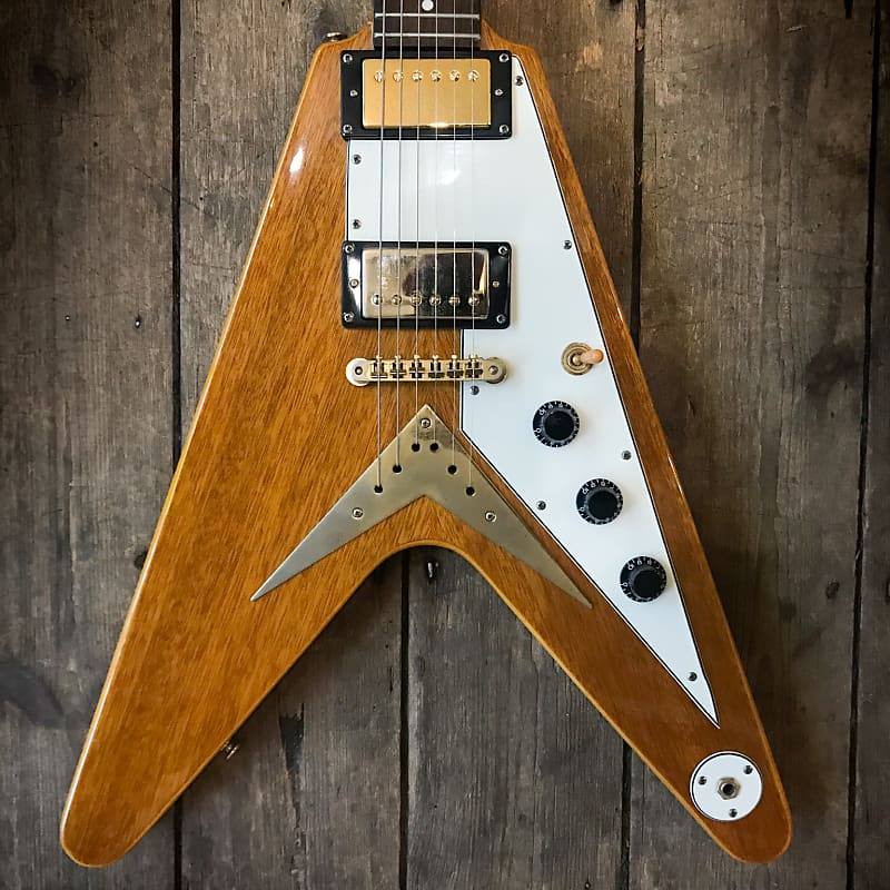 1998 Epiphone '58 Korina Flying V reissue in Natural finish. Comes with a  hard shell case