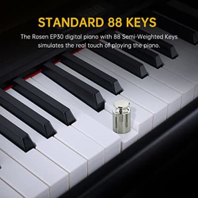 Rosen EP30 Beginner Digital Piano 88-Key Full Size Weighted Keyboard Piano, Portable Electric Piano with Sustain Pedal,Power Supply, 2x20W Speakers, Bluetooth and MIDI image 2