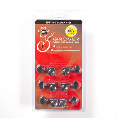 Genuine Grover 305C Mid-size Rotomatic 18:1 3x3 tuners, Chrome image 3