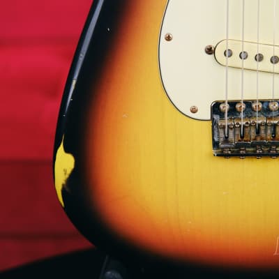 Mario Martin “Model S” Electric Guitar – Relic’d 3 Tone Sunburst Finish & Fralin Vintage Hot Pickups! image 8
