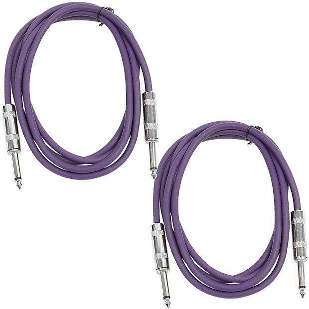 Seismic Audio SASTSX-6-PURPLEPURPLE 1/4" TS Male to 1/4" TS Male Patch Cables - 6' (2-Pack) image 1