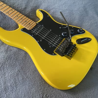 2023 Del Mar Lutherie Surfcaster Strat Floyd Rose Graffiti Yellow - Made in USA image 4