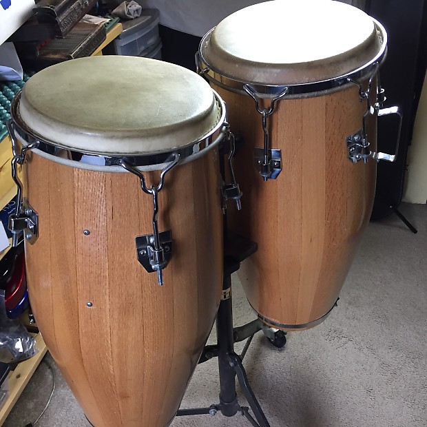 Vintage 1970's Two Valje Los Angles Red Oak Conga Drums | Reverb