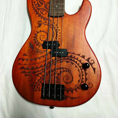 LUNA Tattoo 34" long scale 4-string BASS guitar w/ Case NEW TAT 34 - Laser Etch image 3