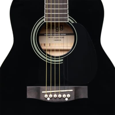 Stagg SA20DLHBK Black dreadnought acoustic guitar with basswood top, left-handed model image 3
