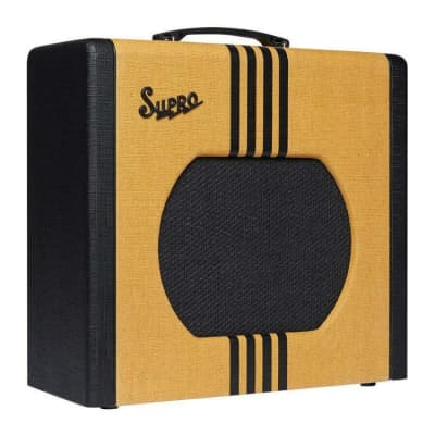 Supro 1822RTB Delta King 12 1x12" 15W Tube Combo Amp (Tweed/Black) Bundle with 10' Guitar Cable image 3