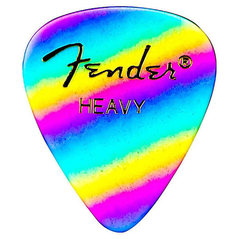 Fender 351 Premium Celluloid Guitar Picks - HEAVY, RAINBOW - 12-Pack (1 Dozen) image 1