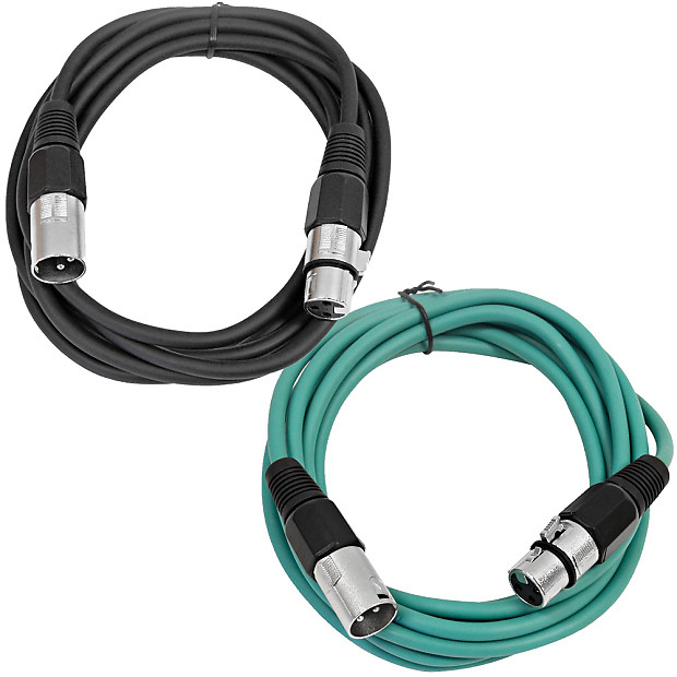Seismic Audio SAXLX-10-BLACKGREEN XLR Male to XLR Female Patch Cables - 10' (2-Pack) image 1
