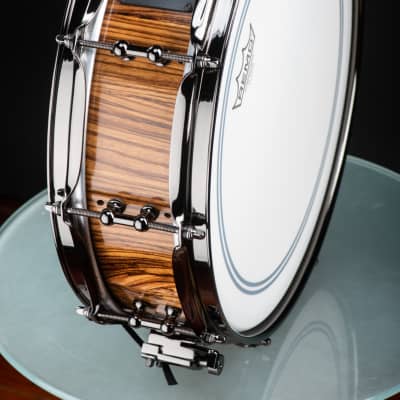 Seven Six Drum Company 4x14  Vented Zebrawood Piccolo Custom Snare Drum 2022 Zebra Gloss Polyester image 7