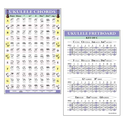 Ukulele Chords and Fretboard Poster Set | Reverb