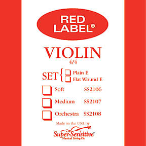 Super-Sensitive Red Label Violin Set of Strings - 3/4, Orchestra Gauge image 1