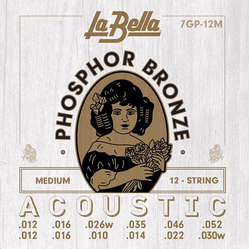 LA BELLA La Bella Phosphor Bronze | Muta di corde per chitarra acustica 12 corde 7GP-12M Scalatura: image 1