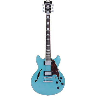 D'Angelico Premier Series Mini DC Semi-Hollow Electric Guitar Stop-bar Tailpiece Ocean Turquoise image 3