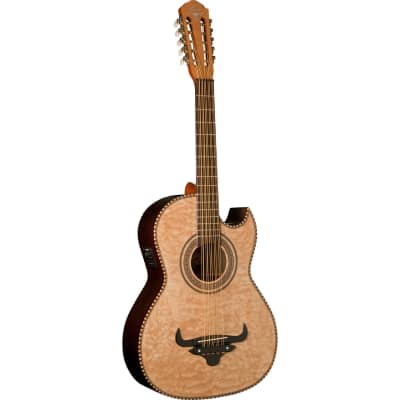 Oscar Schmidt OH32SEQN Quilt Maple Acoustic Electric Bajo Quinto with Gig Bag Natural image 1
