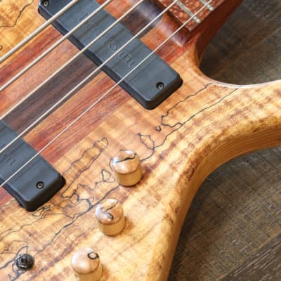 GW Custom DC-1 Neck-Thru 5-String Bass Natural Spalted Maple + OHSC image 4