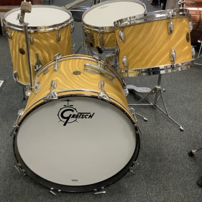 Gretsch 12/14/20/5.5 Progressive Jazz 60s drum set gold satin flame. MINT! image 1