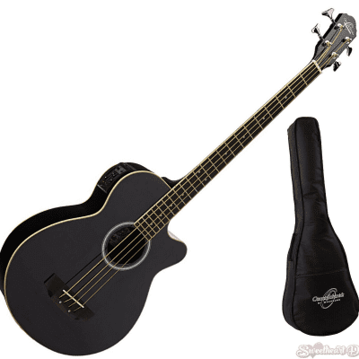 Oscar Schmidt OB100B Acoustic-Electric Bass with Gig Bag - Black image 1
