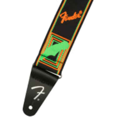 Genuine Fender Neon Monogrammed Guitar Strap, Green and Orange, 2" Wide image 2