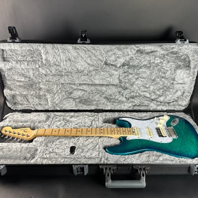 Used 2018 Fender American Elite Strat HSS Shawbucker QMT Aqua Marine Metallic w/Case TSU20642 image 13