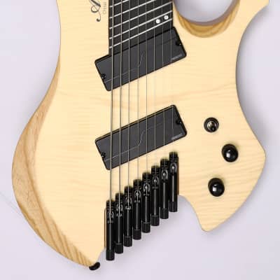 Agile 8 String Multi-Scale Fan Fret Headless Electric Guitar CHIRAL NIRVANA 82528 RL MOD SS Nat Flame for sale
