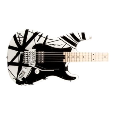 EVH Striped Series 6-String Electric Guitar (White with Black Stripes) image 5