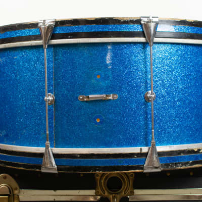 1970s Slingerland 10x26 Sparkling Blue Pearl Scotch Bass Drum image 3