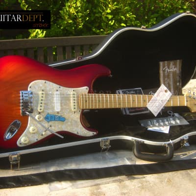 ♚ MINT ♚ 2005 FENDER American DELUXE ASH STRATOCASTER USA ♚AA Neck♚Cherry Sunburst♚ABALONE♚Ultra♚+Extras for sale