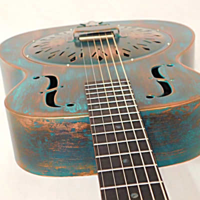 Recording King RM-997-VG Swamp Dog Metal Body Resonator Guitar Style-0  Distressed Vintage Green image 10