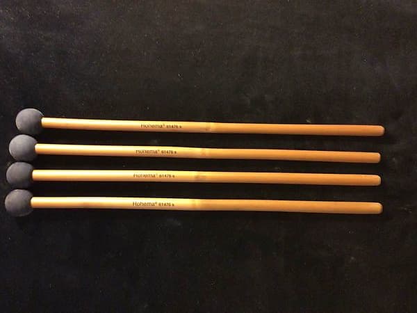 Rohema Percussion - Percussion Mallets Soft Rubber 25MM Ball (Made in Germany) Bamboo Handle 2 Pairs image 1