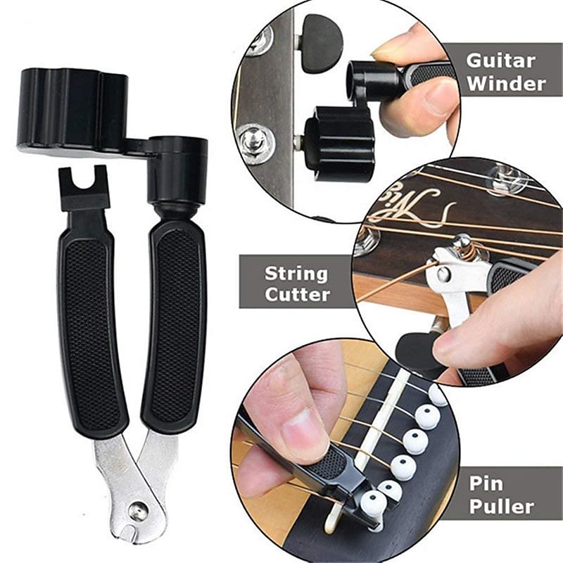 Guitar String Winder Cutter and Bridge Pin Puller 3 in 1 Guitar Tool For  Repairing Restringing