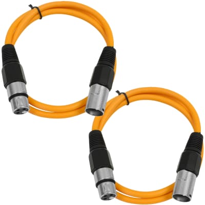 2 Pack of XLR Patch Cables 3 Foot Extension Cords Jumper - Orange and Orange image 1