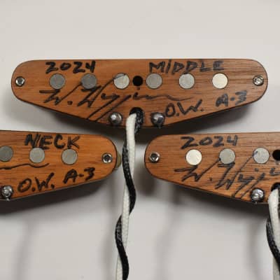Wiggins Brand Stratocaster pickup set, Koa wood, overwound, hand wound, Alnico 3 image 5
