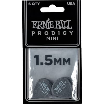 Ernie Ball 9200 Prodigy Mini Pick, 1.5mm, Black, 6 Pack image 2