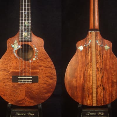 Handmade Tenor Ukulele, Solid Curly Mahogany, Spalted