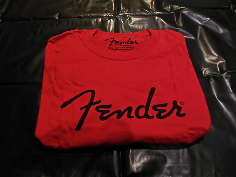 Fender Spaghetti Logo Tee Shirt Red Medium image 1