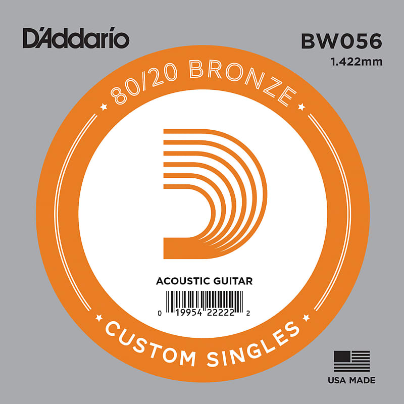 D'Addario BW056 Bronze Wound Acoustic Guitar Single String .056 image 1
