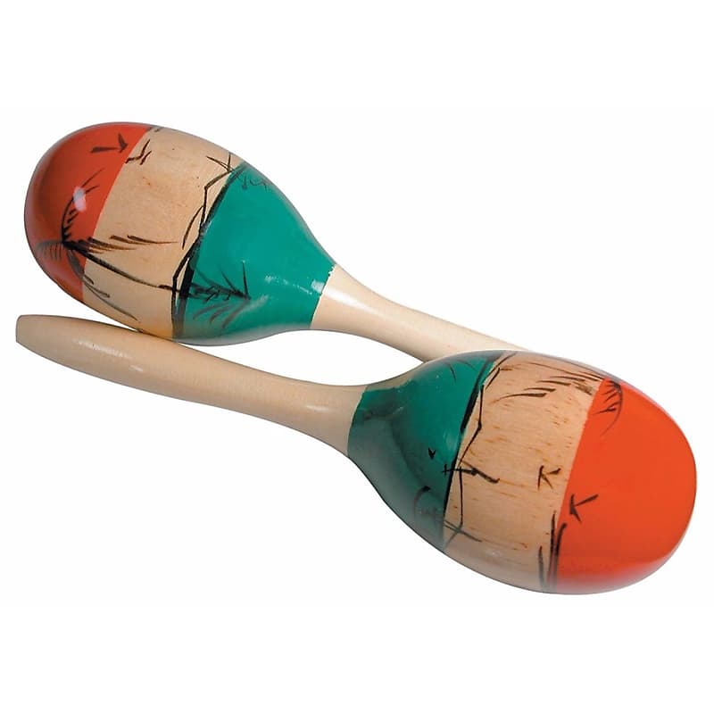 GP Percussion Pair of Tri-Color Wooden Mexican-Style Maracas image 1