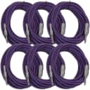 SEISMIC AUDIO New 6 PACK Purple 1/4" TS 25' Patch Cables - Guitar - Instrument