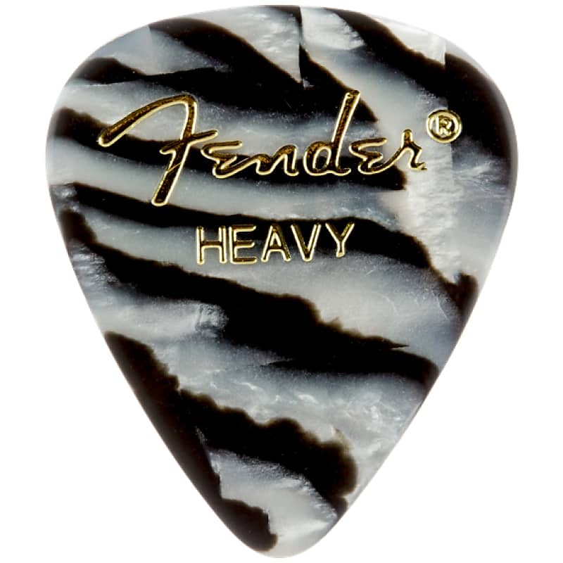 Fender 351 Shape Graphic Celluloid Guitar Picks, Heavy, Zebra, 12-Pack image 1
