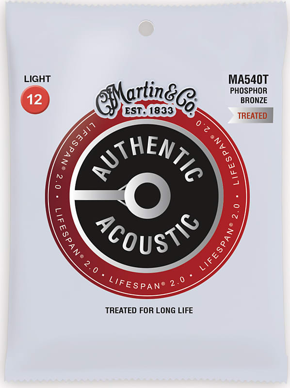 Martin MA540T Lifespan Treated Phosphor Bronze Authentic Acoustic Guitar Strings Light 12-54 image 1