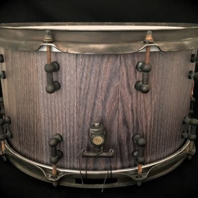 Woodland Percussion 14" x 8" Red Oak Stave Snare Drum  Barnwood Stain image 4