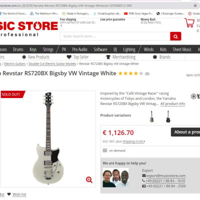 Yamaha Revstar RS 720 BX Vintage White Bigsby image 3