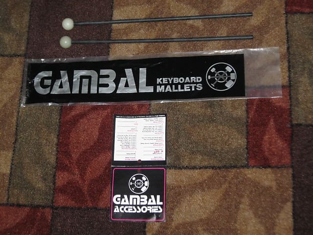 one (new old stock) pair Gambal Manufacturing GPN (UG13GPNXX) Bells, Xylophone Percussive Keyboard MALLETS, 1 inch White Hard Acrylic Ball Heads with Black Synthetic Shafts, with original packaging - from 1990s - early 2000s image 1