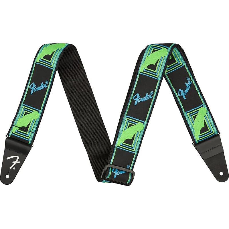 Neon Monogrammed Guitar Strap, 2In, Blue/Green | Reverb