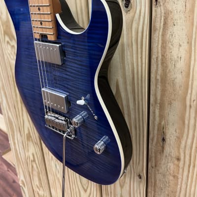 Cort G290 FAT Blue Burst High Performance Guitar Compound Radius Locking Tuners Roasted Maple Neck FREE WRANGLER DENIM STRAP image 4
