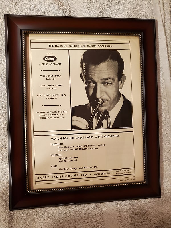 1958 Capitol  Records Promotional Ad Framed Harry James Original image 1