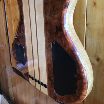 Wolf S9-6 6 String Fretless Bass (Left Handed) - Quilted Bubinga (#2) image 14