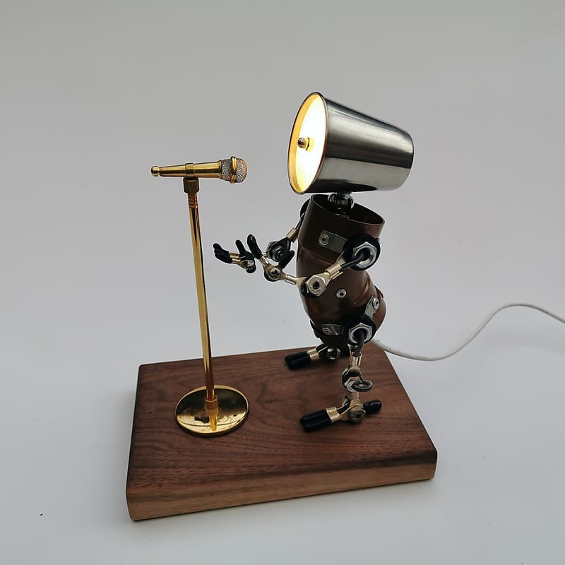 Robot Singer Ornaments Punk Industrial style Small Lamp Gift By Handmade