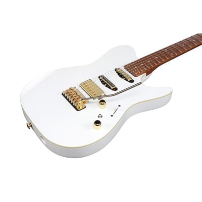 Ibanez Lari Basilio Signature LB1 Guitar, Roasted Birdseye Maple, White image 2