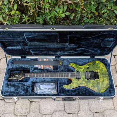 Vola Ares FR BM Tribal Green Burl Satin Guitar & Case! 2018 for sale